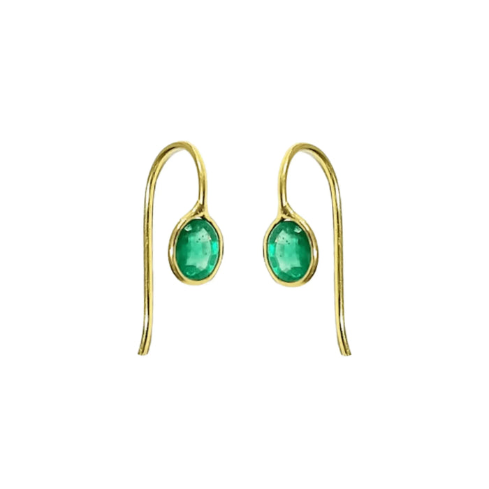18k Gold Natural Zambian Emerald Earrings - K Jewelry Accessories