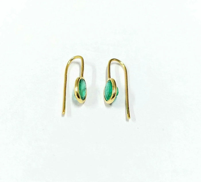 18k Gold Natural Zambian Emerald Earrings - K Jewelry Accessories