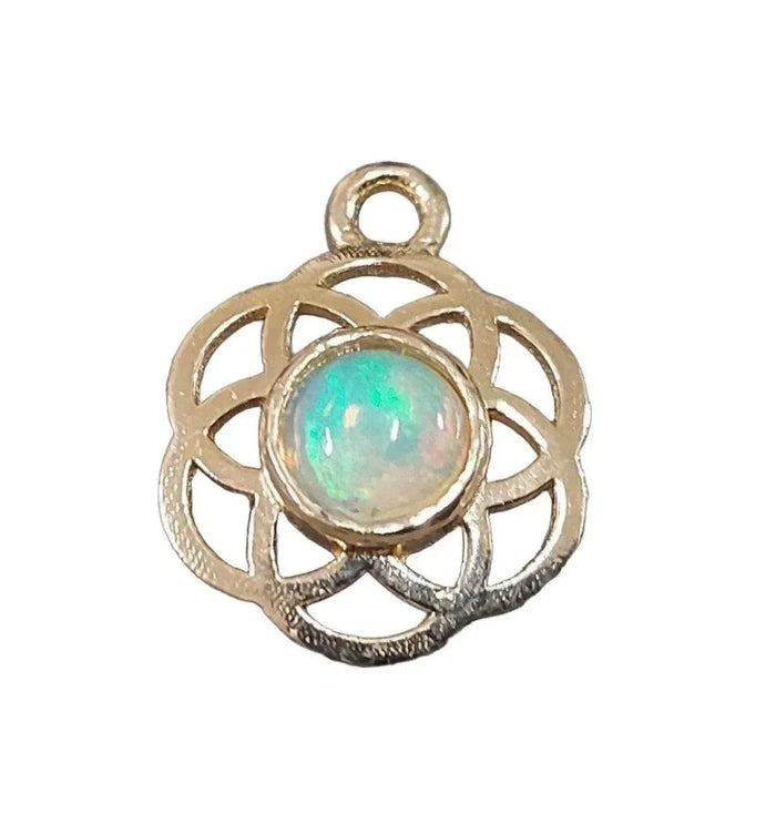 18k Gold Opal Charm Floral round shape Pendant for women - K Jewelry Accessories