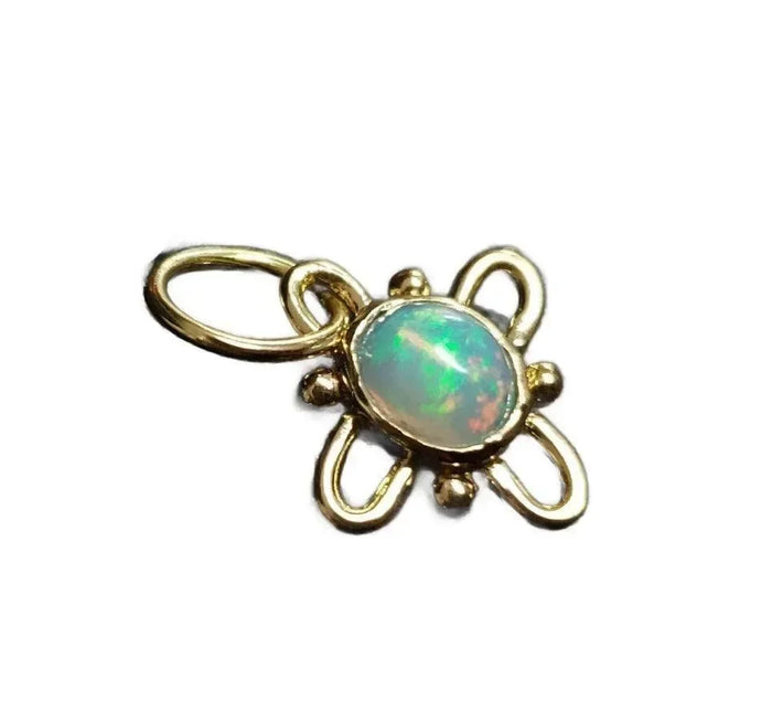 18k Gold Opal Charm Pendant` Floral shape Gift for her - K Jewelry Accessories