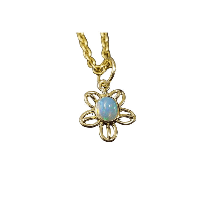 18k Gold Opal Pendant Floral Charm Pendant For Women - K Jewelry Accessories