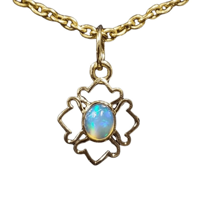 18k Gold Opal Pendant Floral For women - K Jewelry Accessories