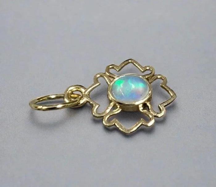 18k Gold Opal Pendant Floral For women - K Jewelry Accessories