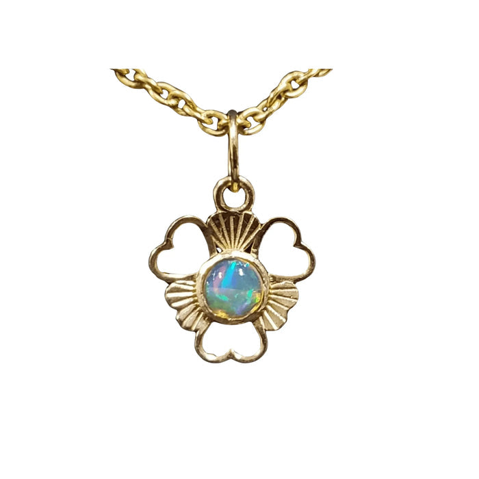 18k Gold Opal Pendant Heart shape floral Charm Jewelry - K Jewelry Accessories