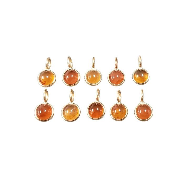 18k Gold Orange Carnelian Charm round beautiful for her - K Jewelry Accessories