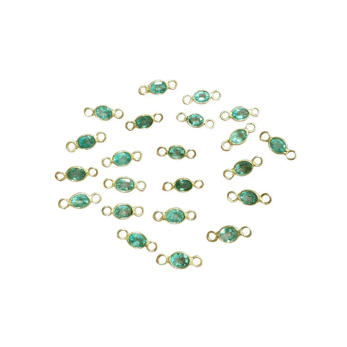 18k Gold Oval Emerald Connector Charm - K Jewelry Accessories