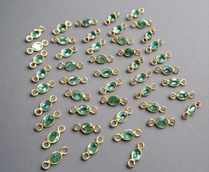 18k Gold Oval Emerald Connector Charm - K Jewelry Accessories