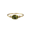 18k Gold Oval Green Peridot Ring With Diamond Stones - K Jewelry Accessories