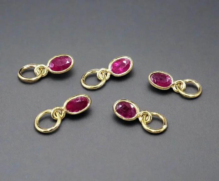 18k Gold Oval Natural Ruby Charm Pendant - K Jewelry Accessories