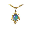 18k Gold Oval Opal with Diamond Pendant Designer for Her - K Jewelry Accessories