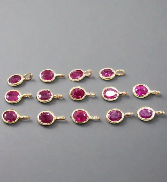 18k Gold Oval Ruby Dainty Charm Round shape elegant - K Jewelry Accessories