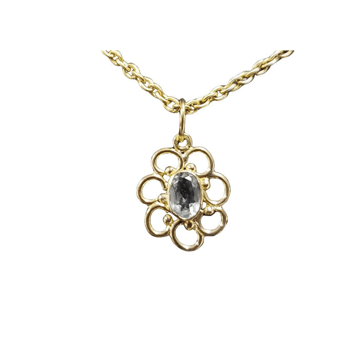 18k Gold Oval Shape Aquamarine Flower Pendant - K Jewelry Accessories