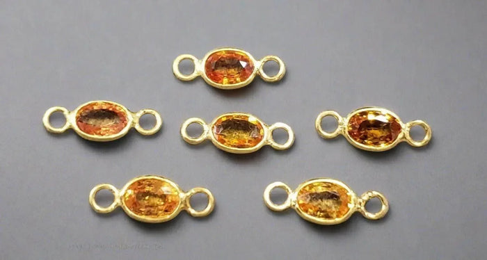 18k Gold Oval Yellow Sapphire Connector Charms - K Jewelry Accessories