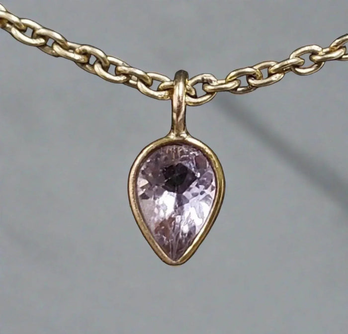 18k Gold Pear Shape Pink Morganite Pendant Charm - K Jewelry Accessories