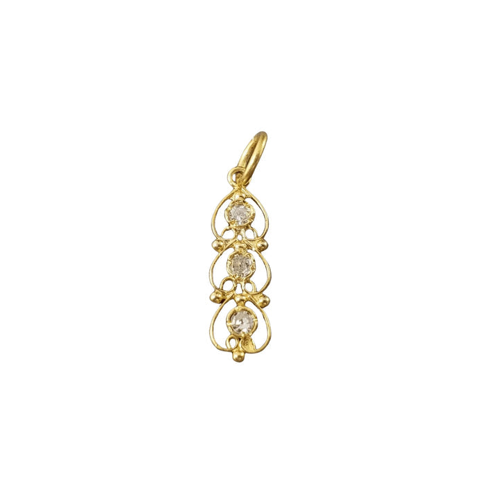 18k Gold Pendant Diamond three stone beautiful charm - K Jewelry Accessories