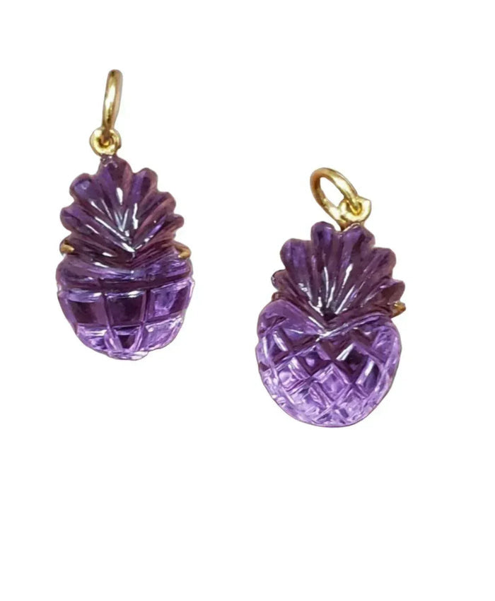 18k Gold Pineapple Carving Amethyst Pendant Gold - K Jewelry Accessories