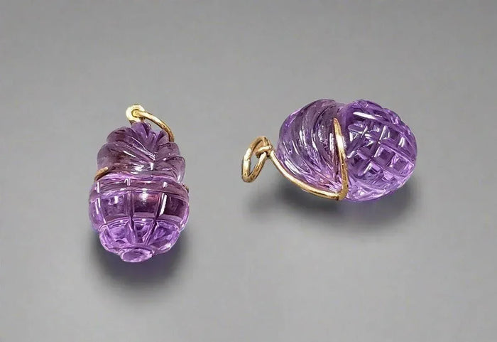 18k Gold Pineapple Carving Amethyst Pendant Gold - K Jewelry Accessories