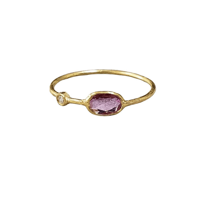 18k Gold Pink Sapphire & Diamond Ring Birthstone Gift - K Jewelry Accessories