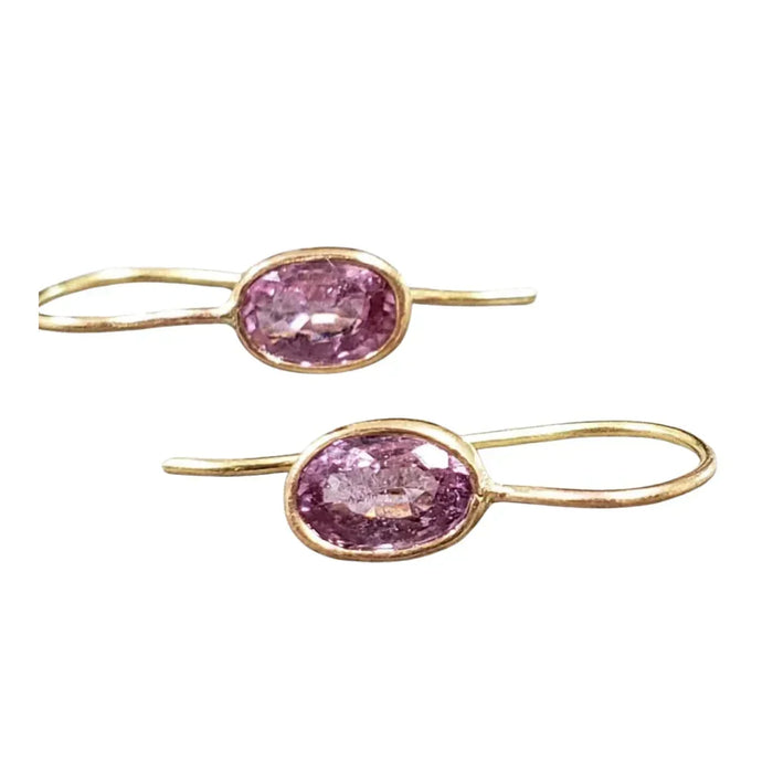 18k Gold Pink Sapphire Earrings: Oval Gemstone Jewelry - K Jewelry Accessories