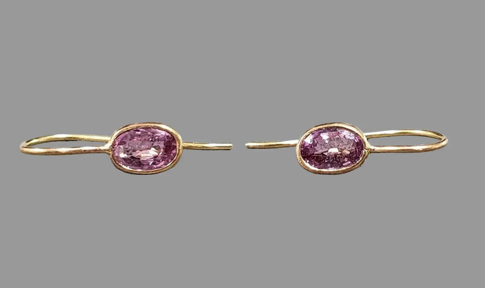 18k Gold Pink Sapphire Earrings: Oval Gemstone Jewelry - K Jewelry Accessories