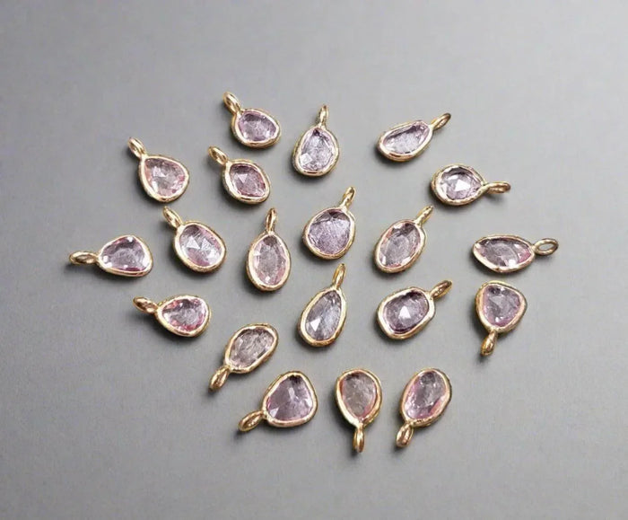 18k Gold Pink Sapphire Rose Gold Charm Jewelry Findings - K Jewelry Accessories