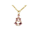 18k Gold Pink Tourmaline Baguette & Diamond Pendant - K Jewelry Accessories