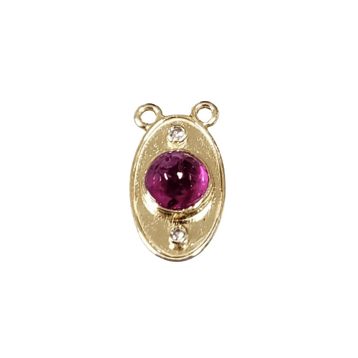 18k Gold Pink Tourmaline Cabochon & Diamond Pendant - K Jewelry Accessories