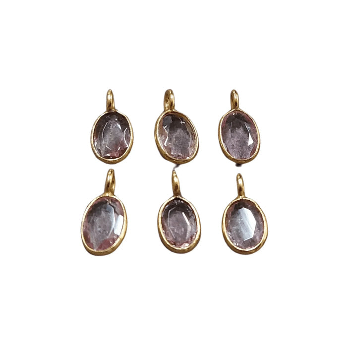 18k Gold Pink Tourmaline Charm oval for multipurpose use - K Jewelry Accessories