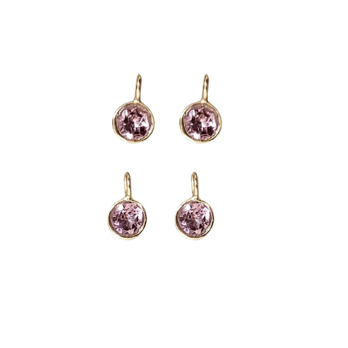 18k Gold Pink Tourmaline Necklace Charms for women - K Jewelry Accessories