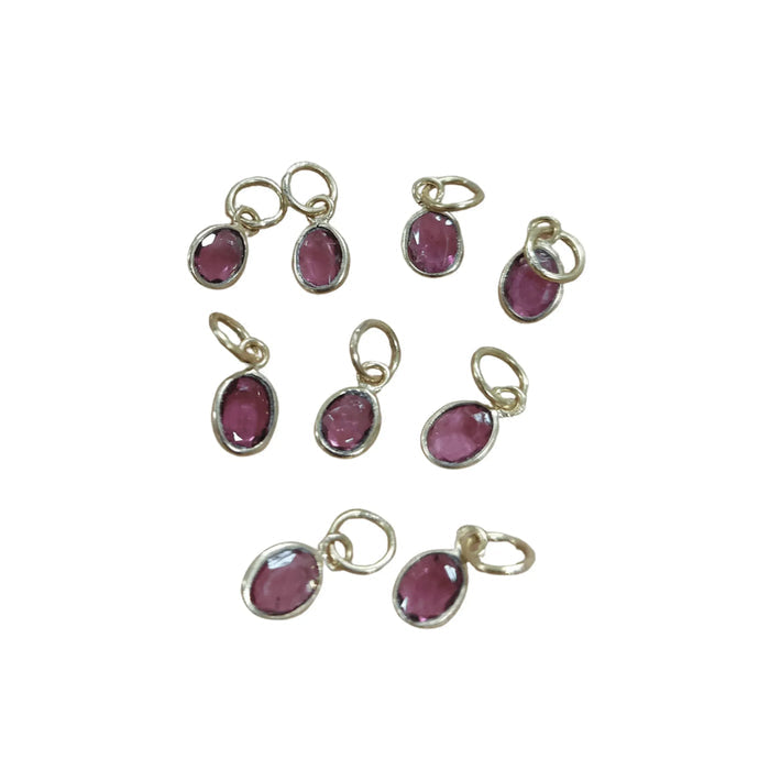18k Gold Pink Tourmaline Pendant Charms Teardrop Shape - K Jewelry Accessories