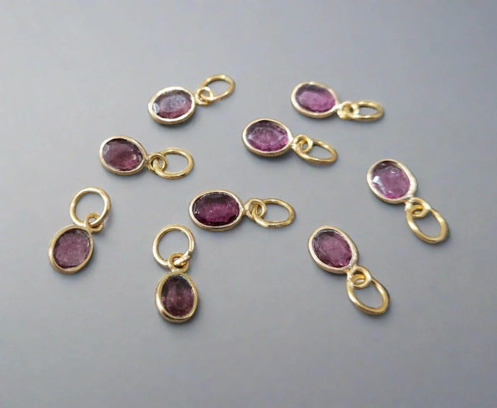 18k Gold Pink Tourmaline Pendant Charms Teardrop Shape - K Jewelry Accessories