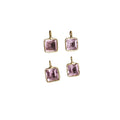 18k Gold Pink Tourmaline Square Charm - K Jewelry Accessories