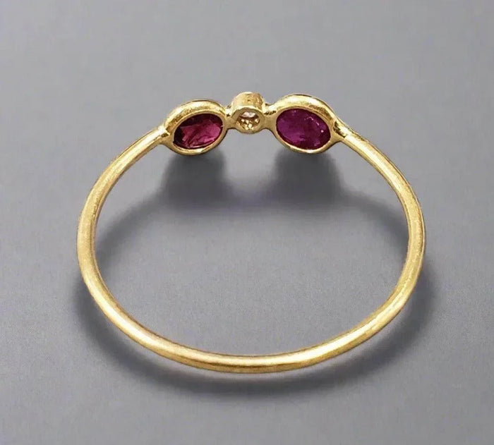 18k Gold Rose Cut Ruby & Diamond Ring - K Jewelry Accessories