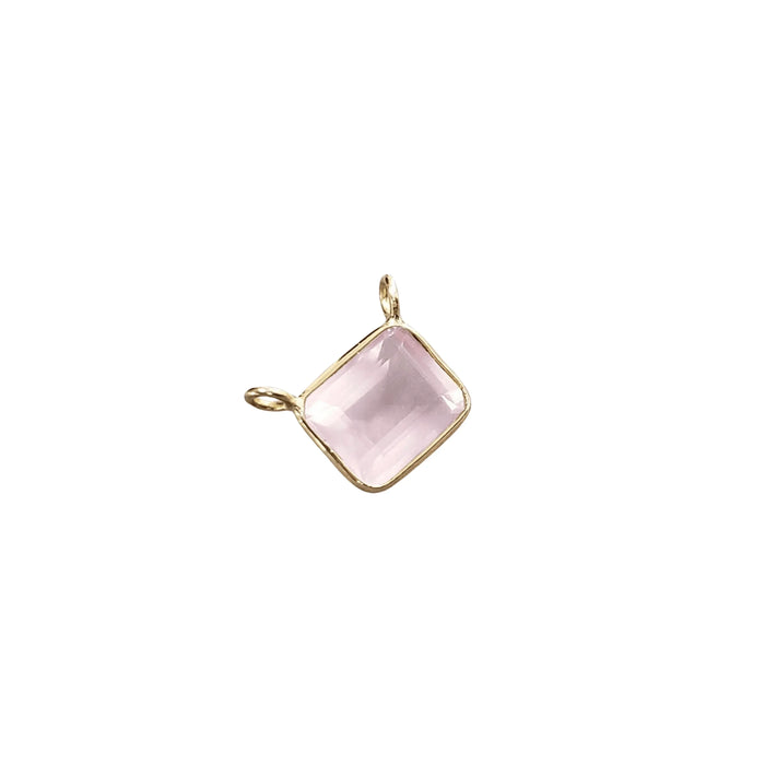 18k Gold Rose Quartz Pendant Connector Elegant Piece - K Jewelry Accessories