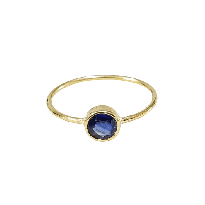 18k Gold Round Blue Kyanite Stackable Ring - K Jewelry Accessories