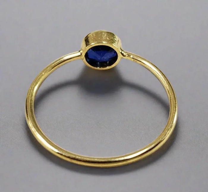 18k Gold Round Blue Kyanite Stackable Ring - K Jewelry Accessories
