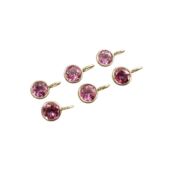 18k Gold Round Pink Topaz Charm for jewelry making - K Jewelry Accessories