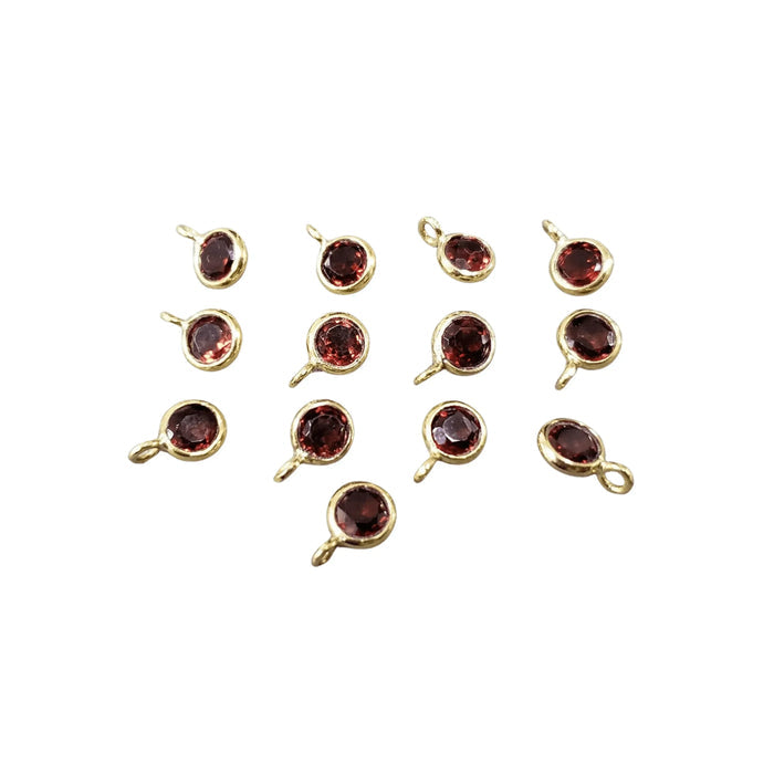 18k Gold Round Red Garnet Charm Pendant for Jewelry Making - K Jewelry Accessories