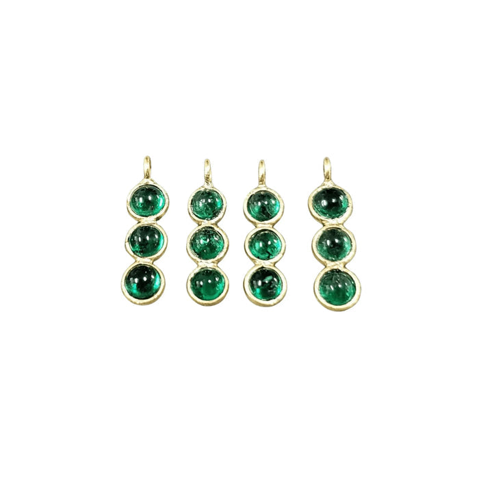 18k Gold Round Zambian Emerald Cabochon Charm - K Jewelry Accessories