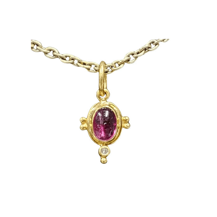 18k Gold Rubellite And Diamond Pendant Oval For Women - K Jewelry Accessories