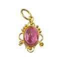 18k gold Rubellite Cabochon pendant - K Jewelry Accessories