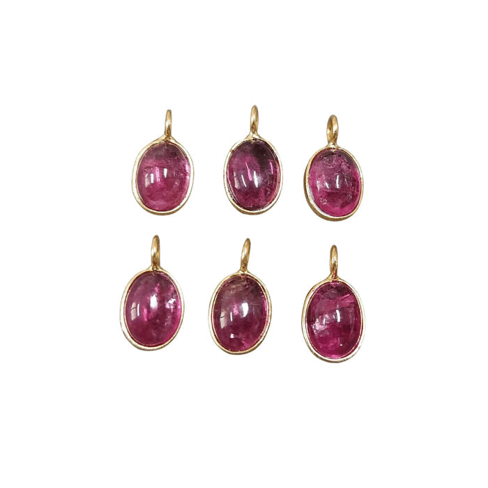 18k Gold Rubellite Pendant Oval Shape Charm for her - K Jewelry Accessories