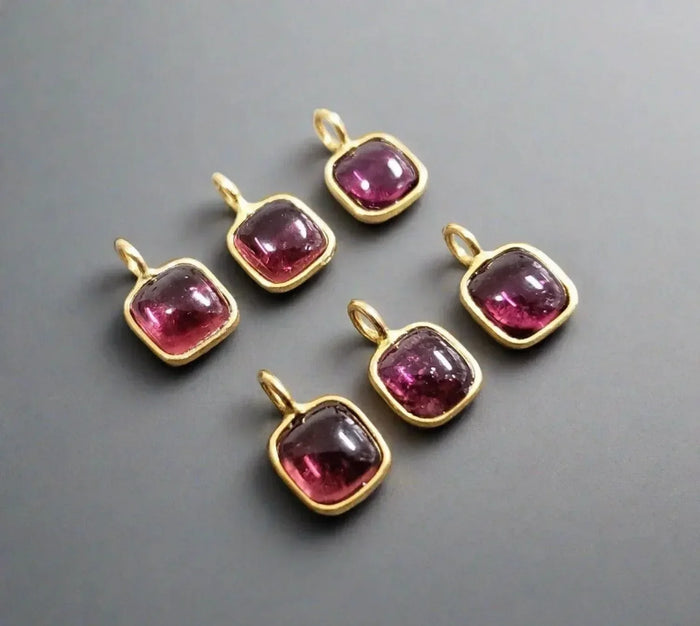 18k Gold Rubellite Tourmaline Charm Pendant - K Jewelry Accessories