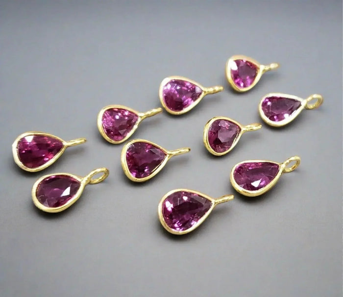 18k Gold Rubellite Tourmaline Charm Pendant - K Jewelry Accessories