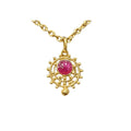 18k Gold Ruby Cabochon Pendant Round Gift for her - K Jewelry Accessories