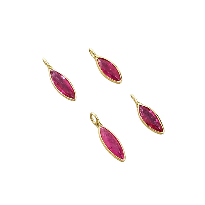 18k Gold Ruby Charm leaf shape beautiful red color - K Jewelry Accessories