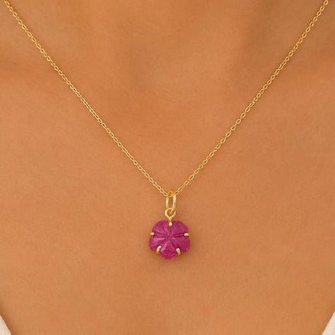 18K Gold Ruby Charm Pendant