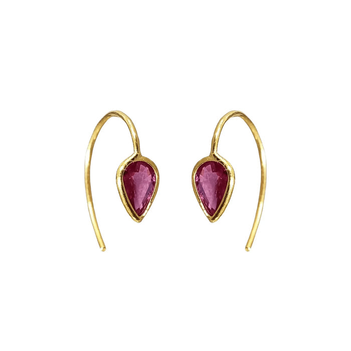 18k Gold Ruby Drop Earrings - K Jewelry Accessories