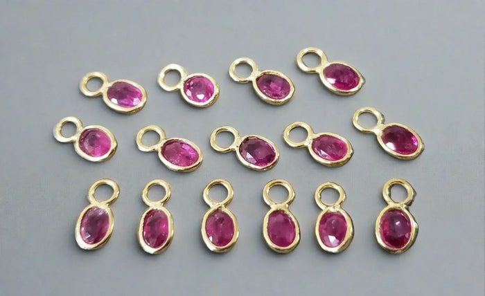 18k Gold Ruby Flat front ring Charm For Multipurpose Use - K Jewelry Accessories
