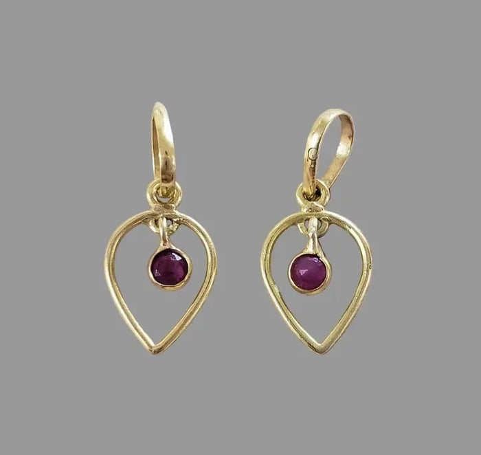 18k Gold Ruby Heart Pendant, - K Jewelry Accessories